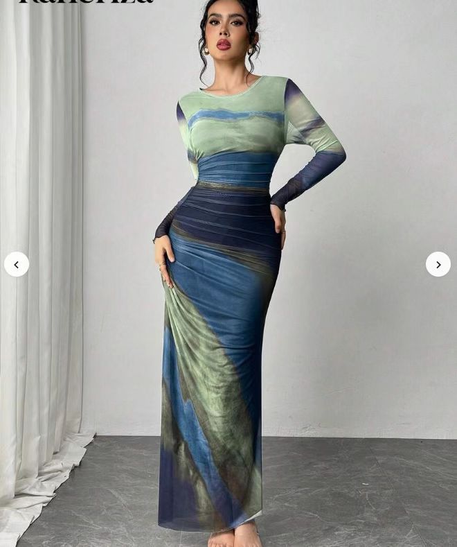 Pavlina | Long Sleeve Round Neck Bodycon Maxi Dress